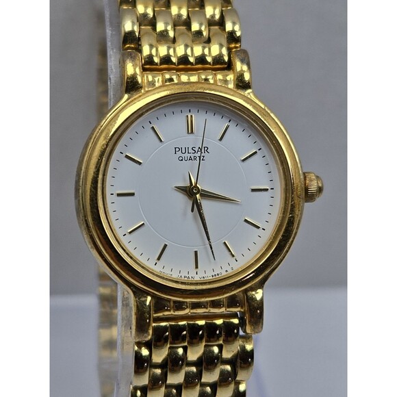 Vintage Pulsar by Seiko Womens Gold Tone Bracelet Quartz Dress Watch New Battery main image 9